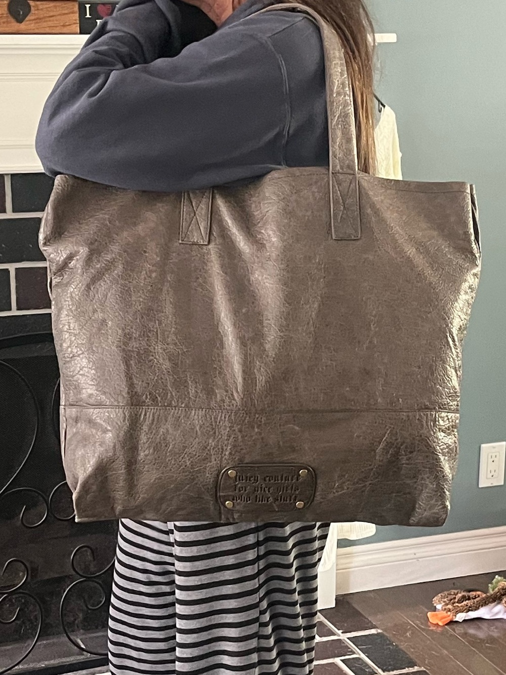 Vintage Juicy Couture For Nice Girls Who Like Stuff Leather Tote -Large-💥Rare - Picture 4 of 16
